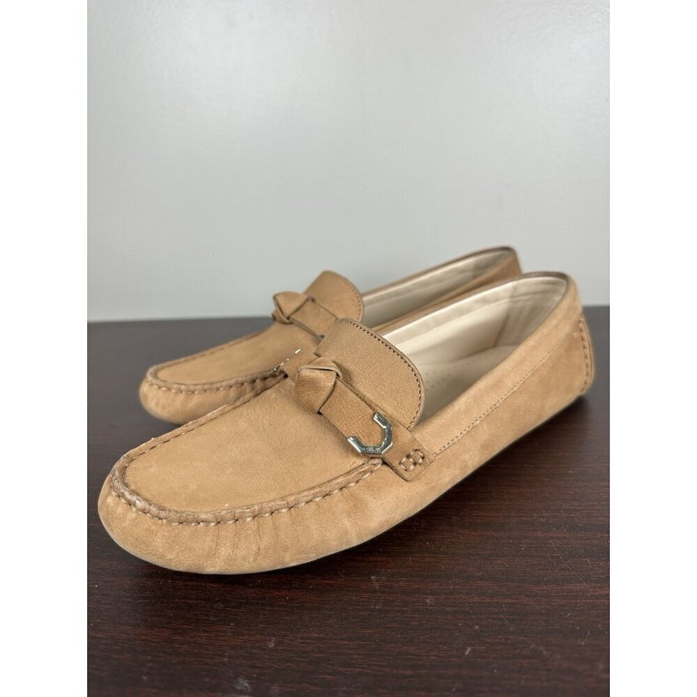 Cole Haan Evelyn Bow Driver Loafer Birch Beige Nubuck Size 9.5 Women’s - Picture 10 of 10